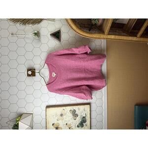BiBi Wool Blend Pink Knit Sweater with Balloon Sleeves - Size - XL